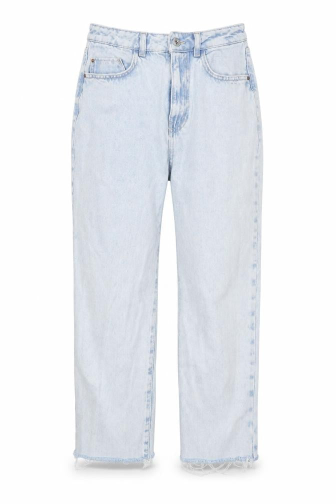 Front view of Zara Women's Blue Straight Jeans, size 8