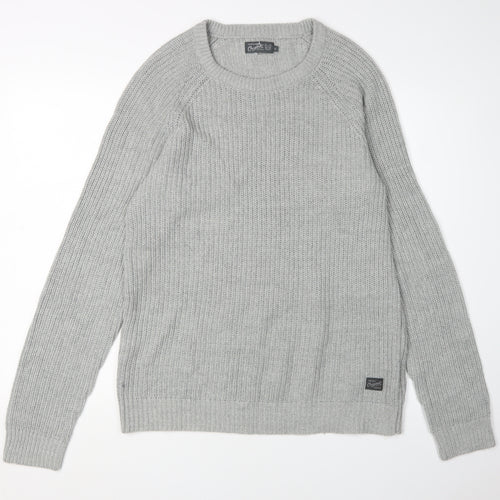 Jack & Jones Men's Grey Medium Crew Neck Pullover Jumper