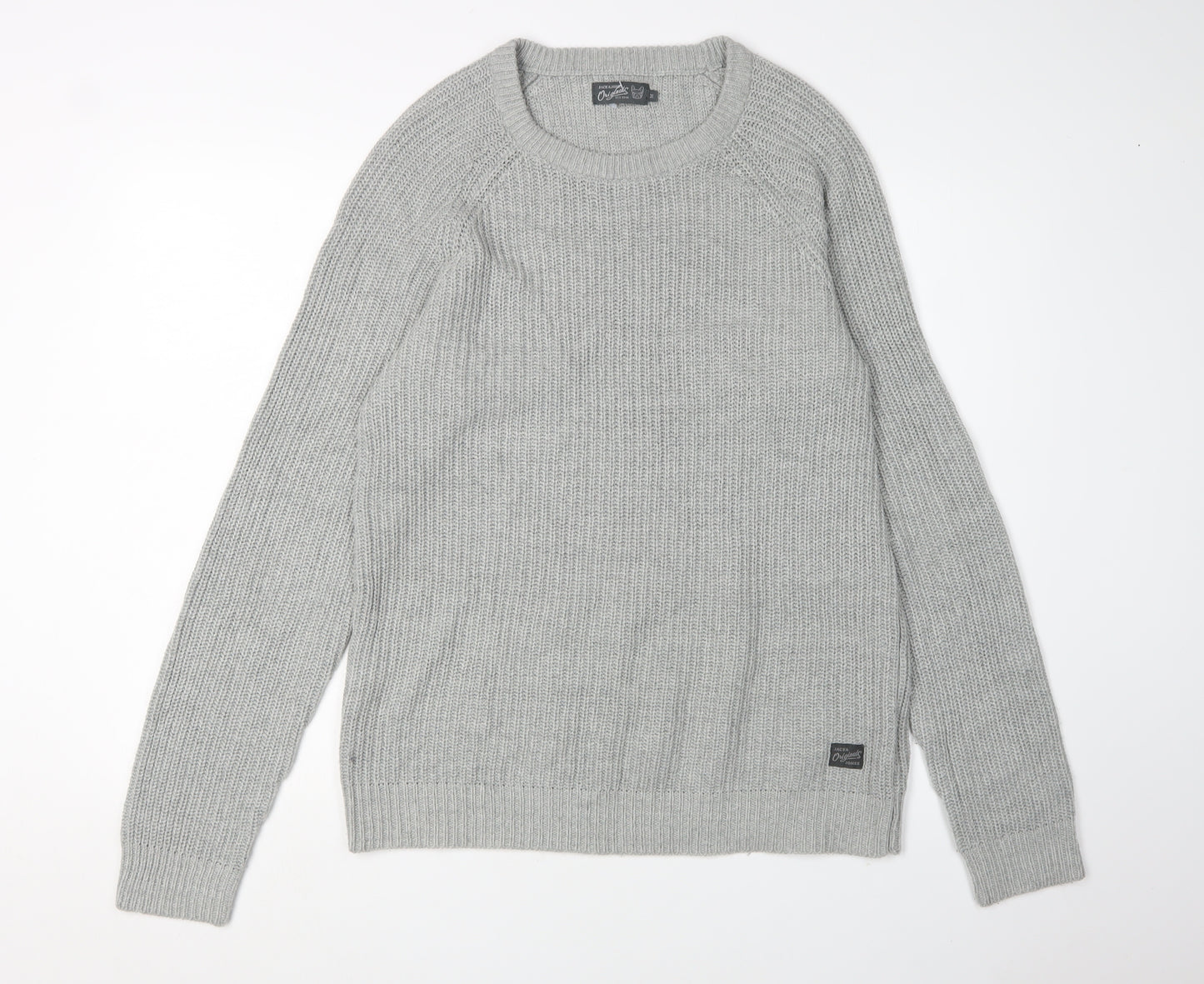 Jack & Jones Men's Grey Medium Crew Neck Pullover Jumper