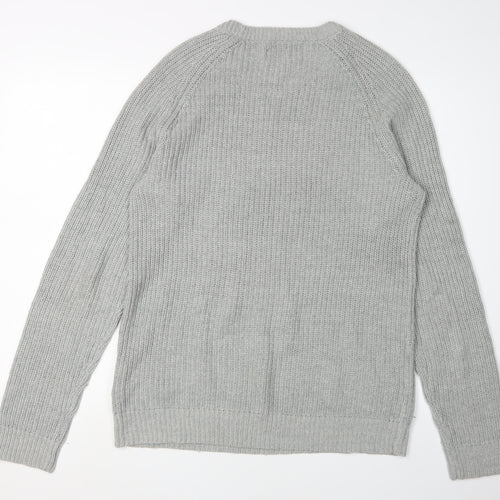 Jack & Jones Men's Grey Medium Crew Neck Pullover Jumper