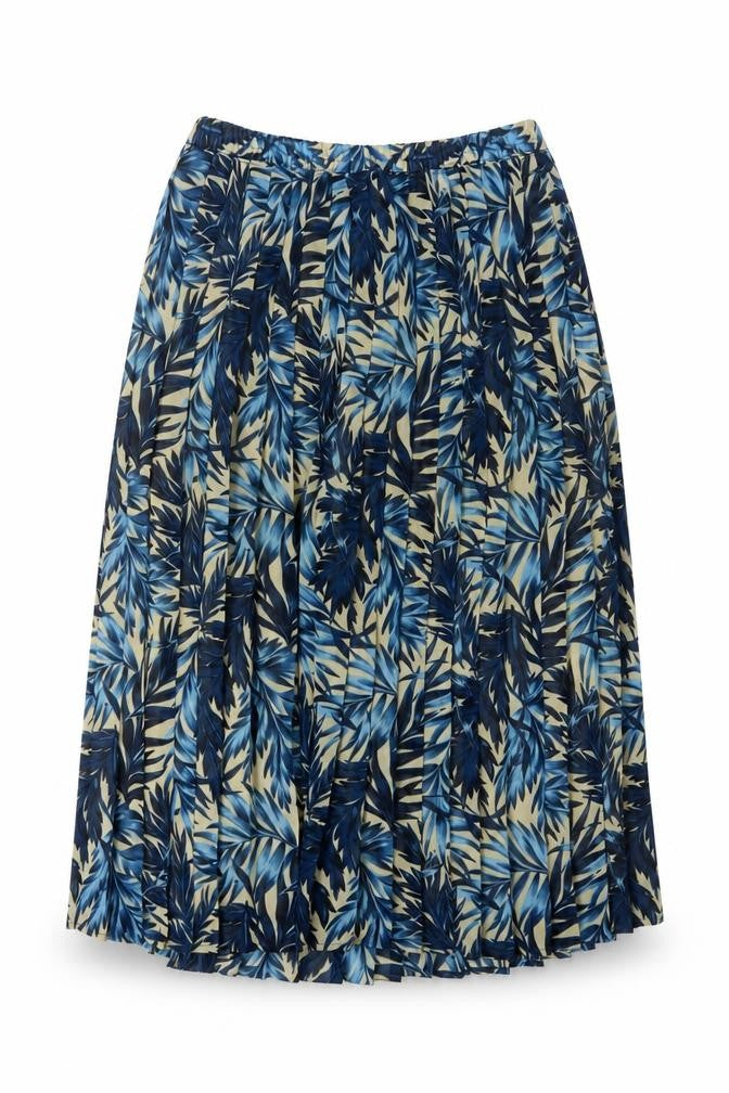 Front view of Eastex Women's Blue Pleated Midi Skirt, size 14