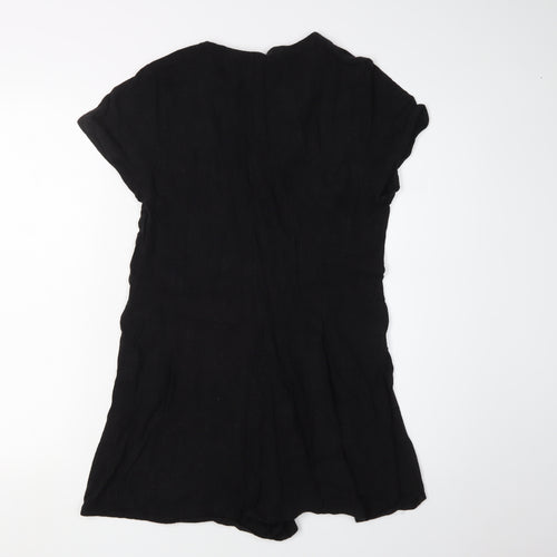 New Look Women's Black Playsuit Size 10 Viscose Linen