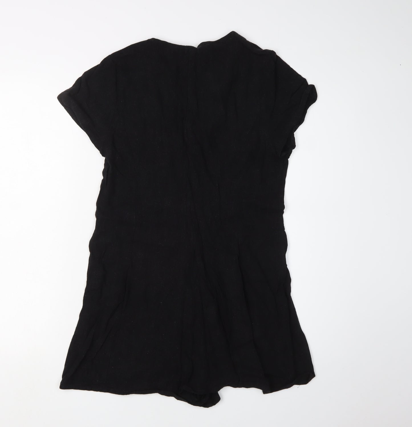 New Look Women's Black Playsuit Size 10 Viscose Linen
