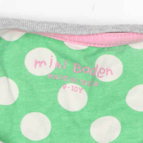 Mini Boden Girls Grey Green A-Line Dress 9-10Y Polka Dot Style