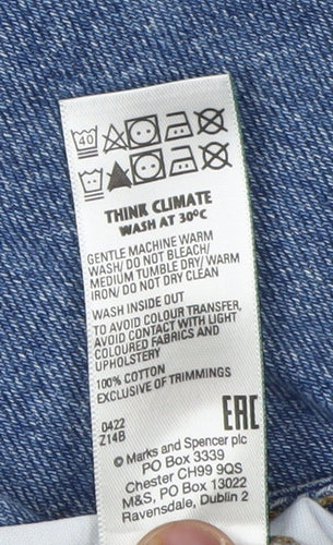 Marks and Spencer Girls Blue Straight Jeans Size 9-10 Years
