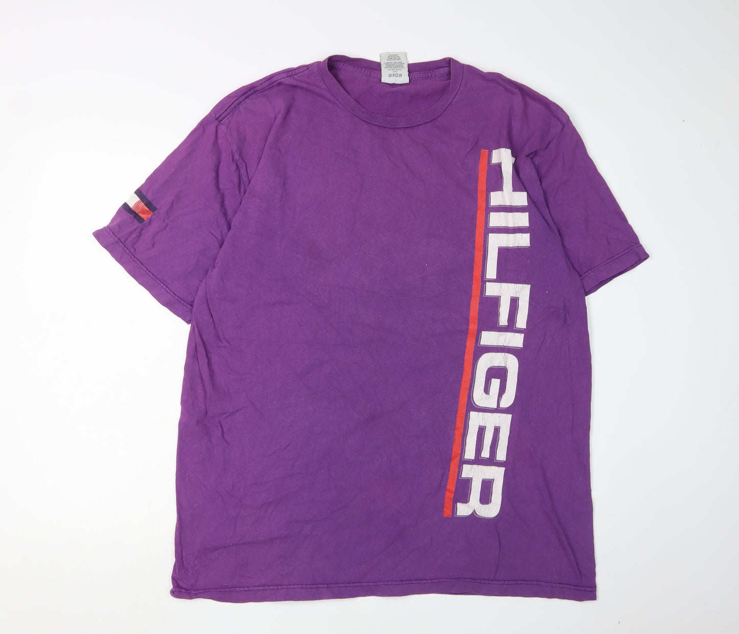 Tommy Hilfiger Men's Purple Logo T-Shirt, Size L, Cotton