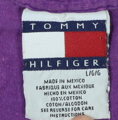 Tommy Hilfiger Men's Purple Logo T-Shirt, Size L, Cotton