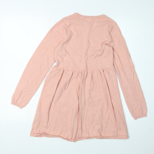 H&M Girls Pink Long Sleeve Knit Dress 9-10 Years