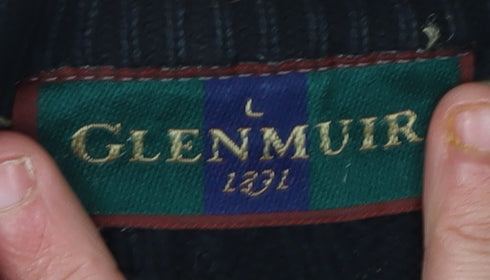 Glenmuir Men's Black Striped Pullover Crew Neck Jumper