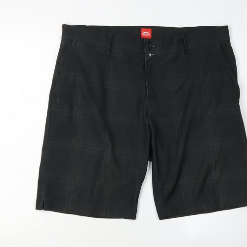Slazenger Men's Black Check Athletic Shorts Size 36
