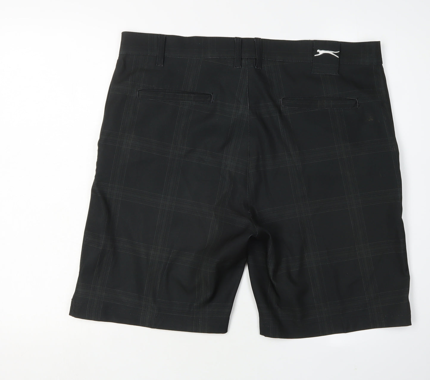Slazenger Men's Black Check Athletic Shorts Size 36