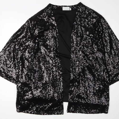 Fransa Women's Black Sequin Open Jacket, Size 18, Party Ready