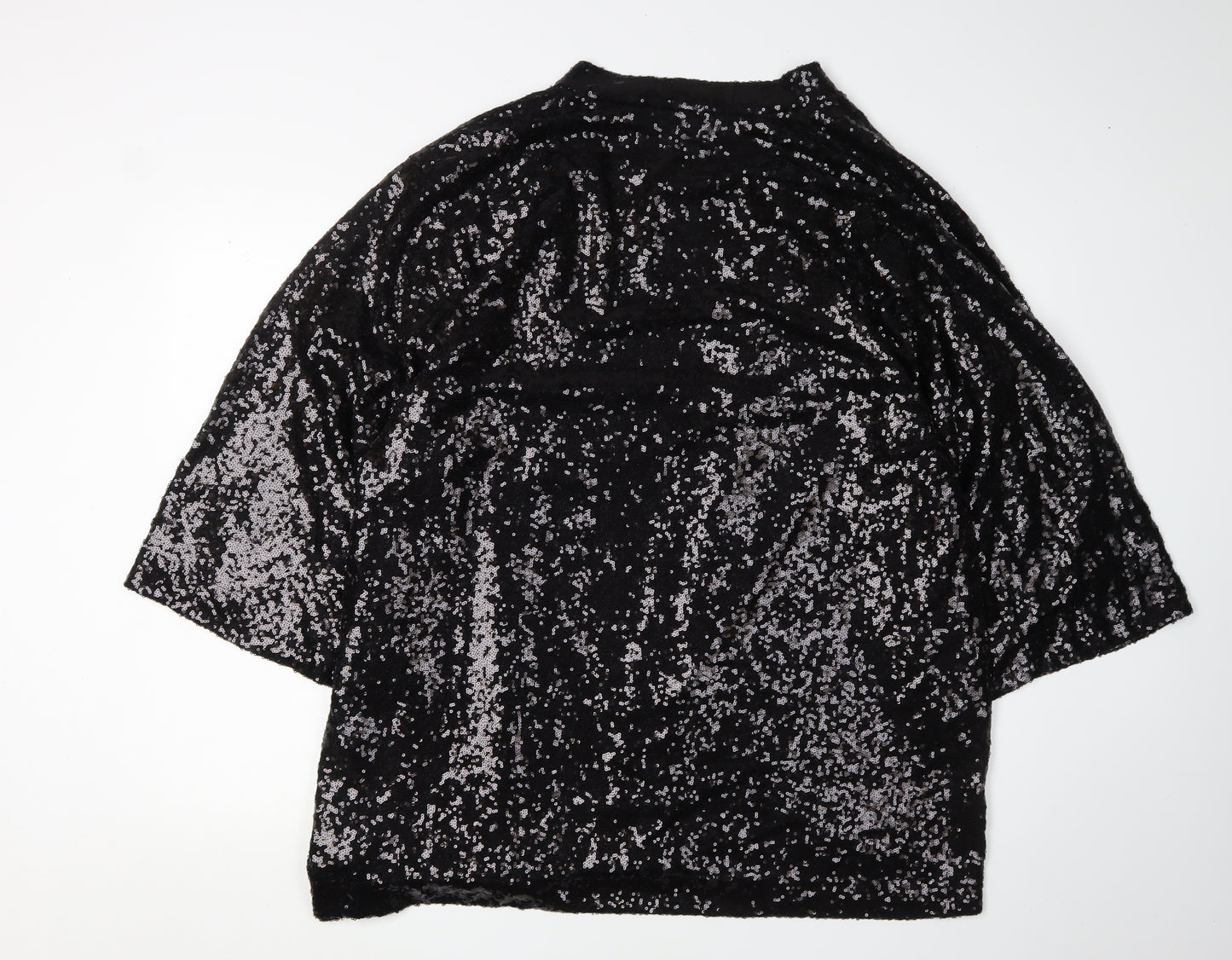Fransa Women's Black Sequin Open Jacket, Size 18, Party Ready