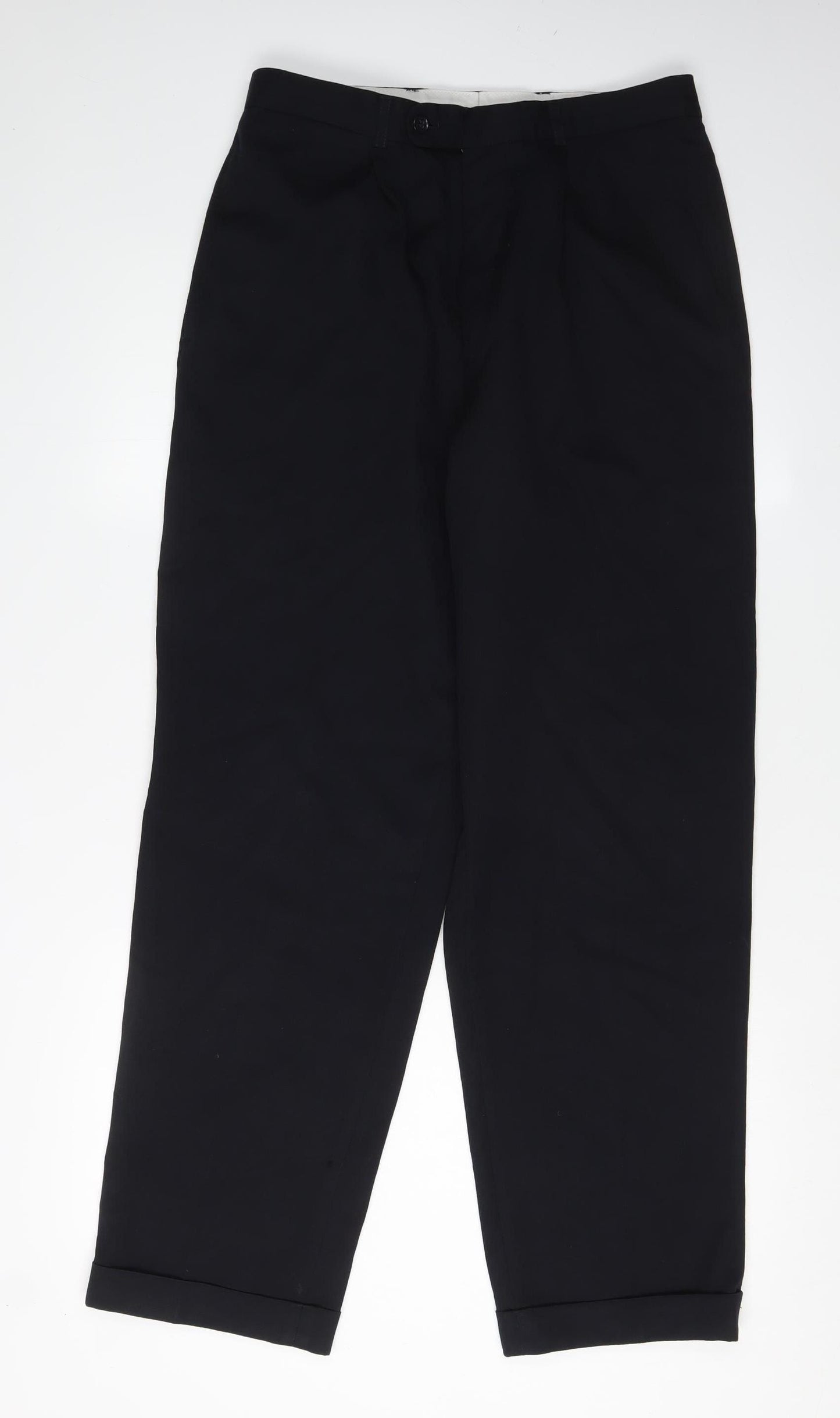 Ciro Citterio Men's Black Trousers - 32L, Regular Fit