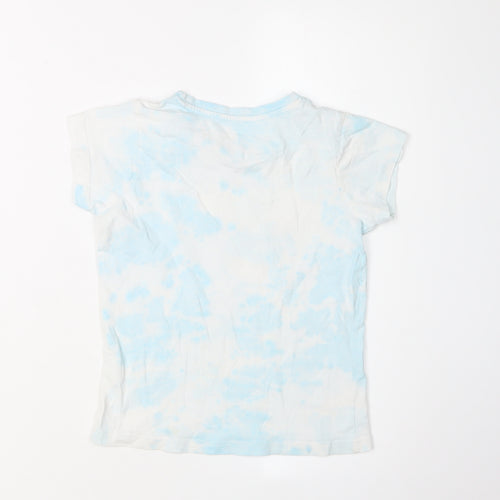 Disney Princess Little Mermaid Girls Blue Tie-Dye T-Shirt Size 6-7 Years