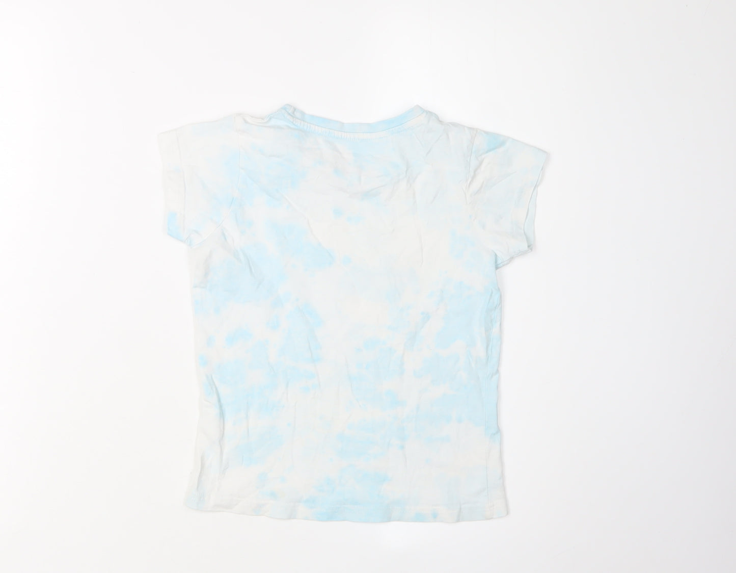 Disney Princess Little Mermaid Girls Blue Tie-Dye T-Shirt Size 6-7 Years