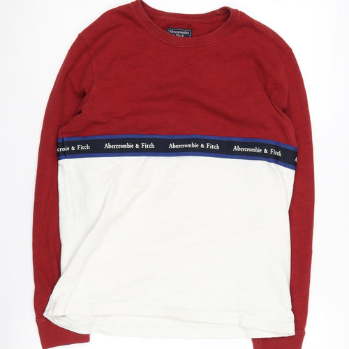 Abercrombie & Fitch Men's S Red White Pullover Sweatshirt
