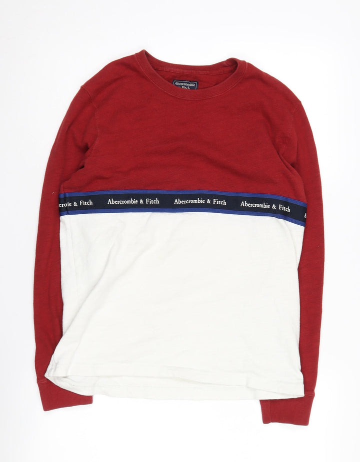Abercrombie & Fitch Men's S Red White Pullover Sweatshirt