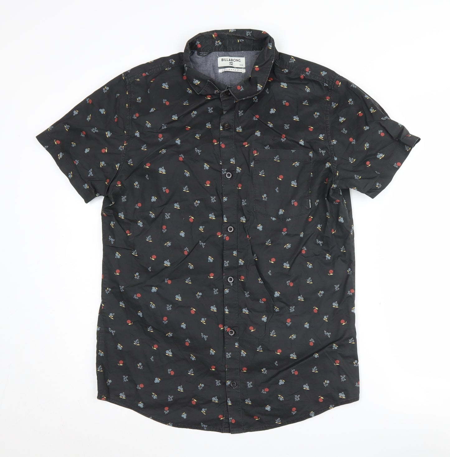 Billabong Men's Black Slim Fit Graphic Print Shirt