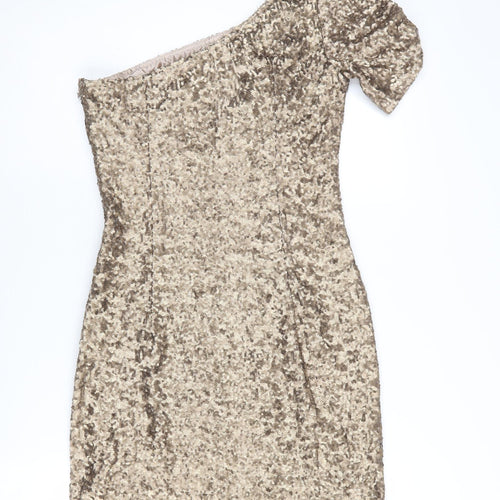 New Look Women's Gold Sequin One Shoulder Bodycon Dress