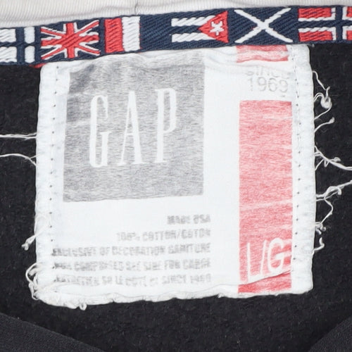 GAP Men's Black Hoodie, Large Pullover with Logo
