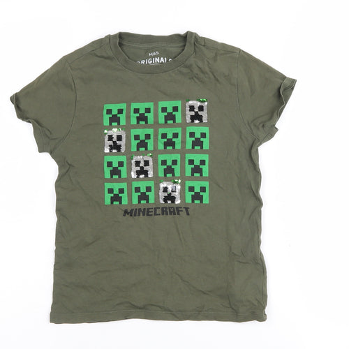 Marks and Spencer Girls Green Minecraft T-Shirt 6-7 Years