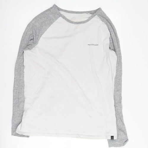 Passenger Men's Grey & White T-Shirt, Size M