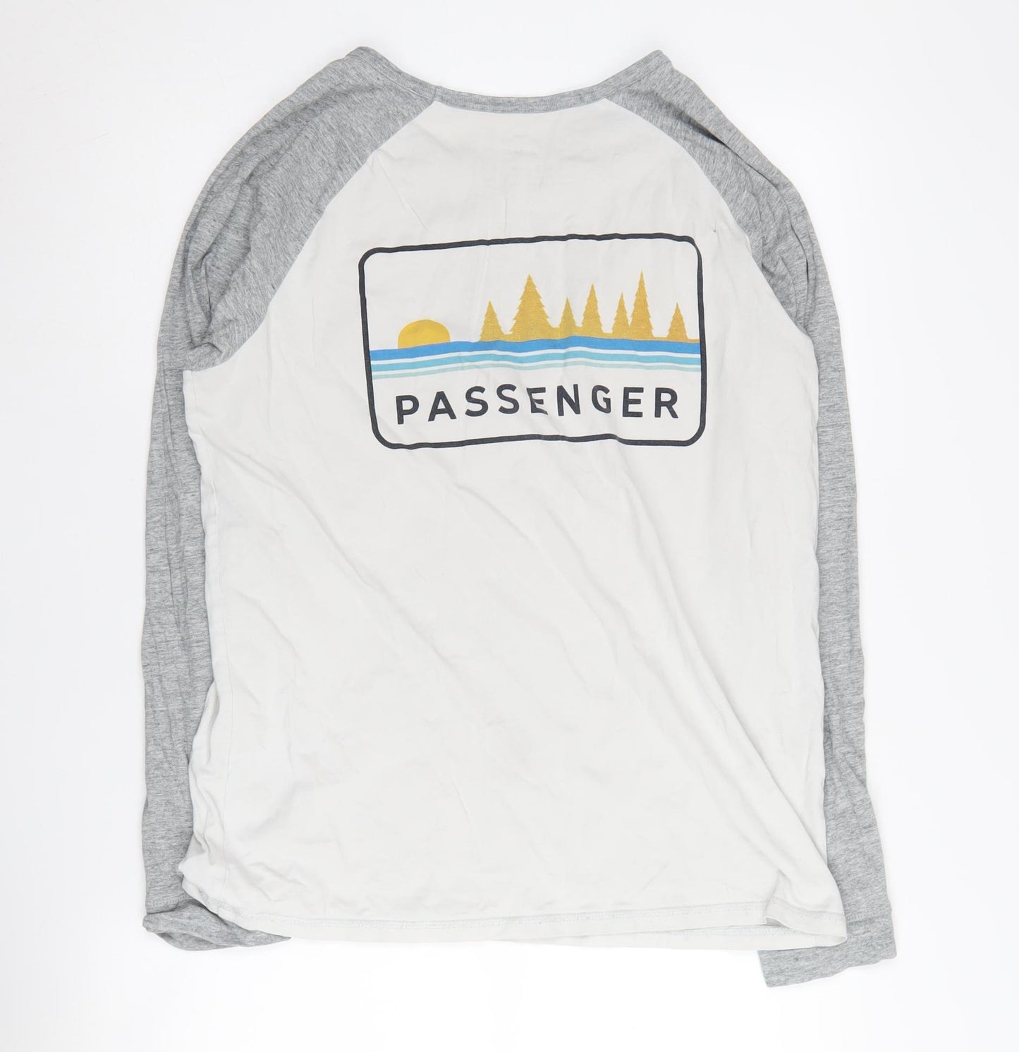 Passenger Men's Grey & White T-Shirt, Size M