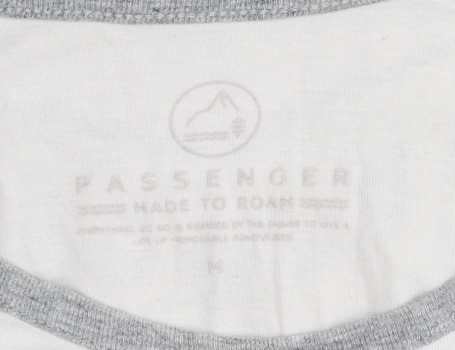 Passenger Men's Grey & White T-Shirt, Size M