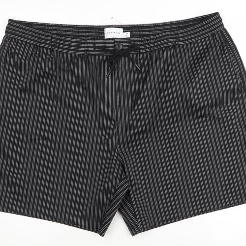 Topman Men's Black Striped Chino Shorts, Size 44, Casual Style
