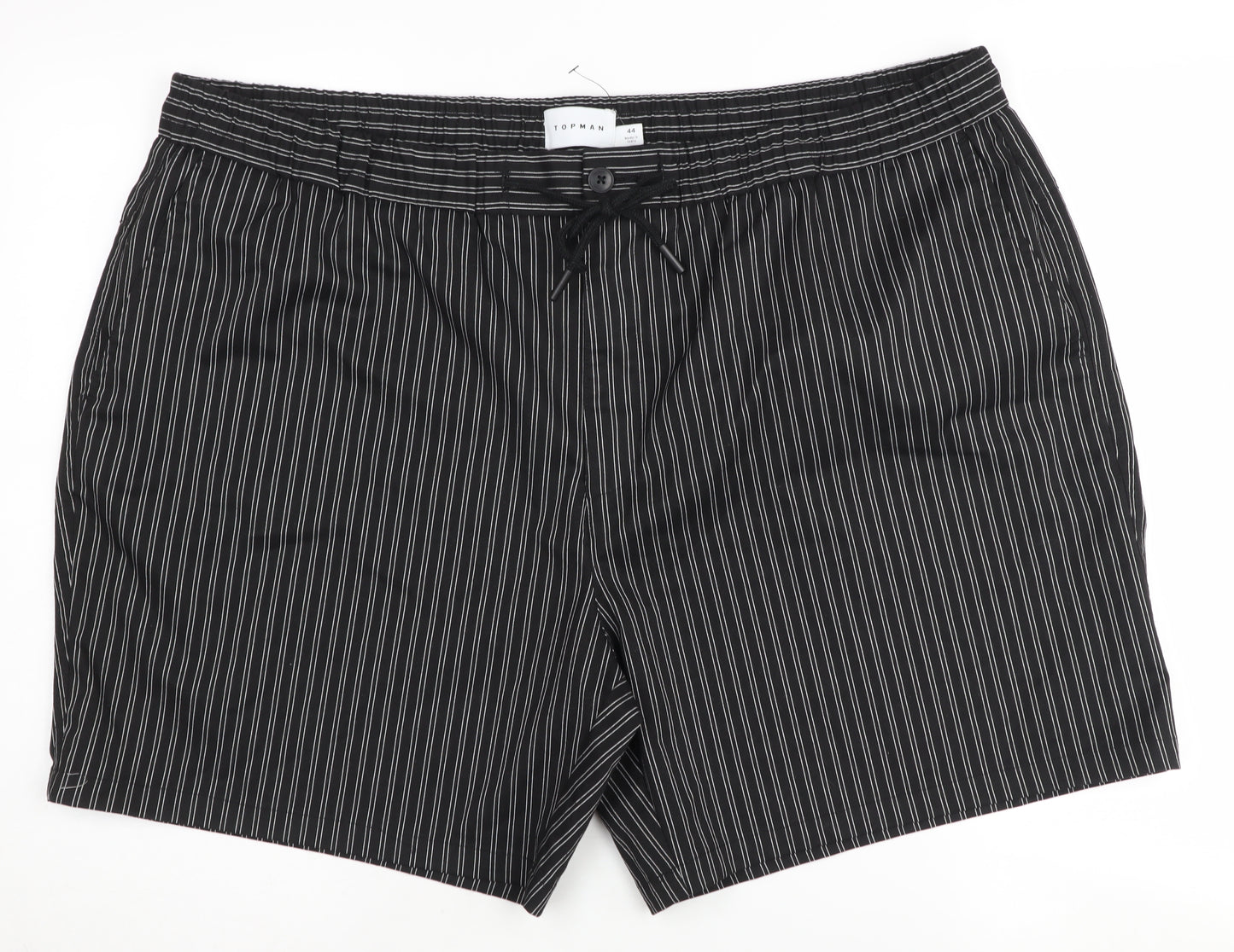 Topman Men's Black Striped Chino Shorts, Size 44, Casual Style