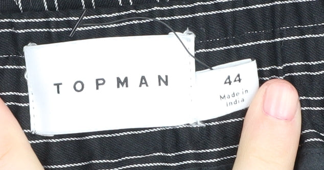 Topman Men's Black Striped Chino Shorts, Size 44, Casual Style