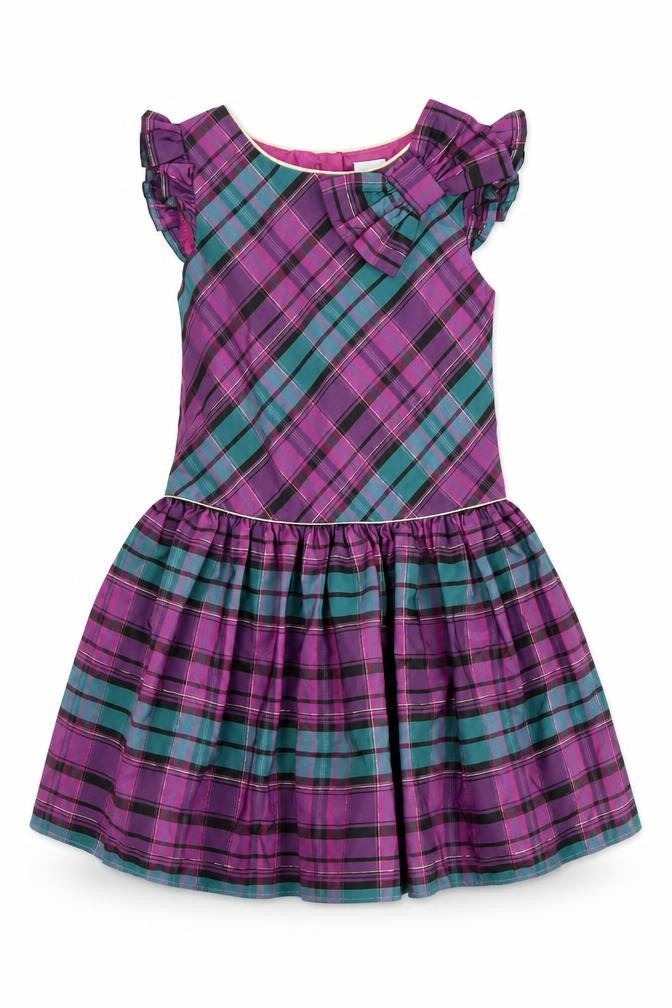 Mini Club Girls Purple Plaid Dress 2 Years Party
