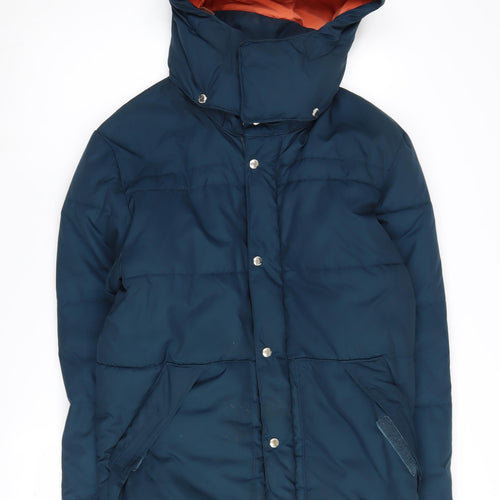 H&M Women's Blue Puffer Jacket M Hooded Casual