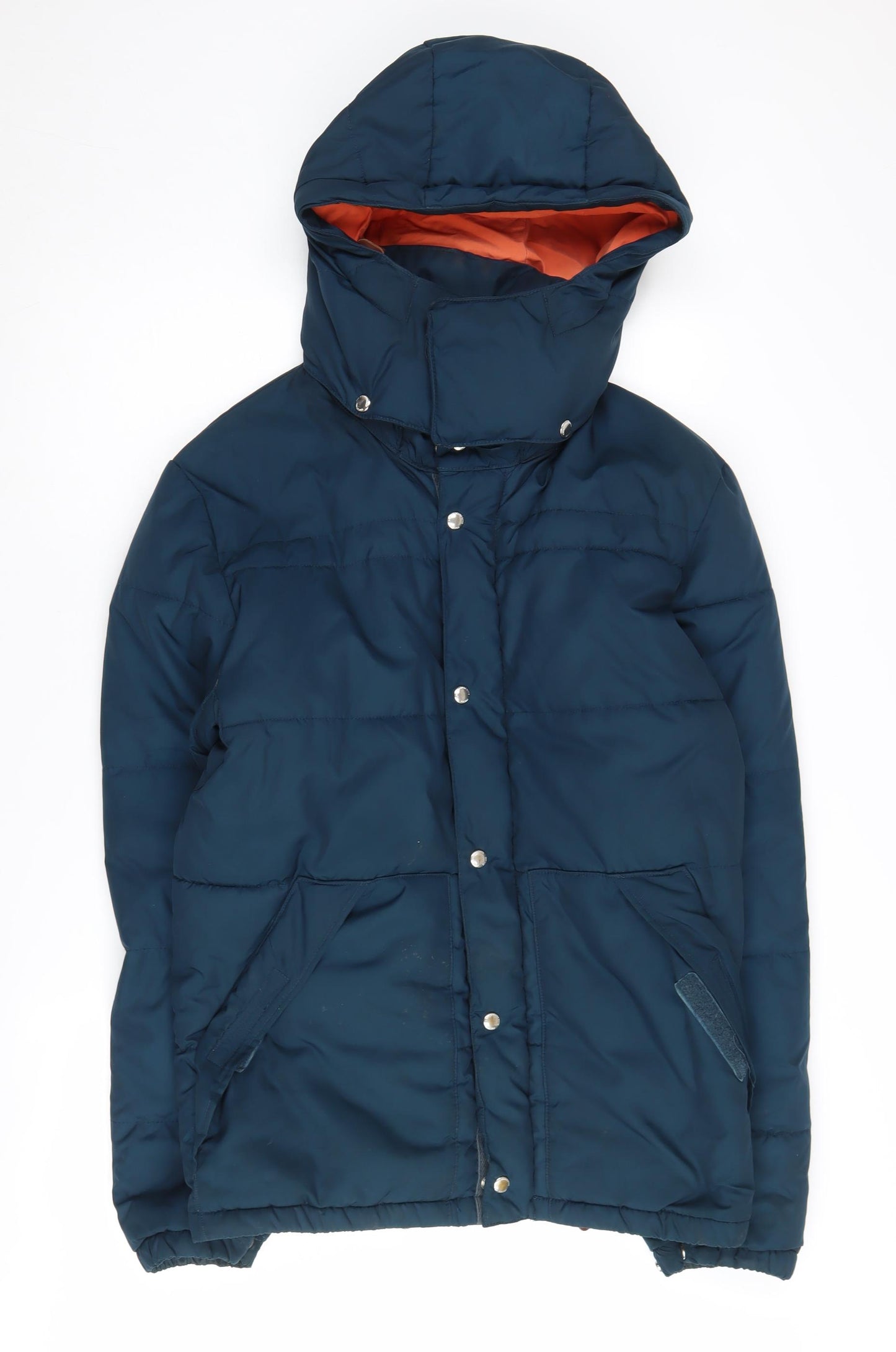 H&M Women's Blue Puffer Jacket M Hooded Casual
