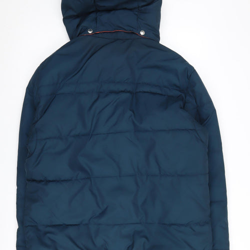 H&M Women's Blue Puffer Jacket M Hooded Casual