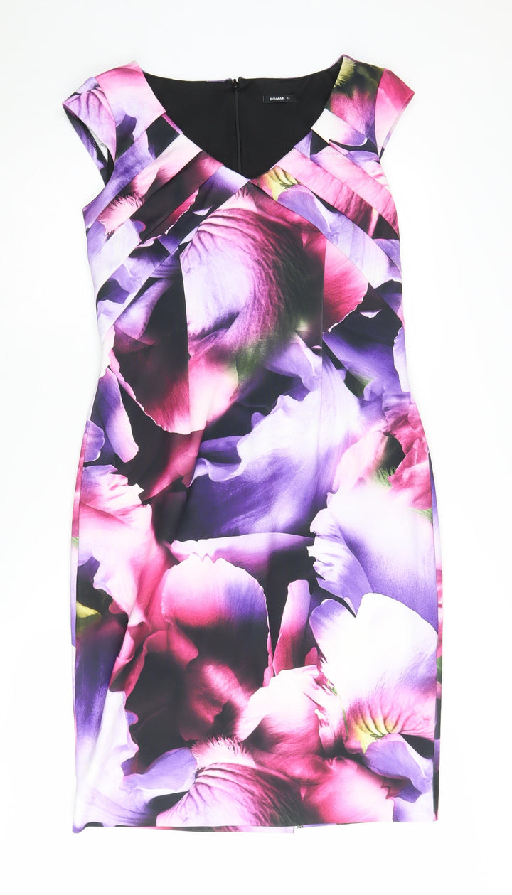 Roman Women's Multicoloured Floral Shift Dress Size 12