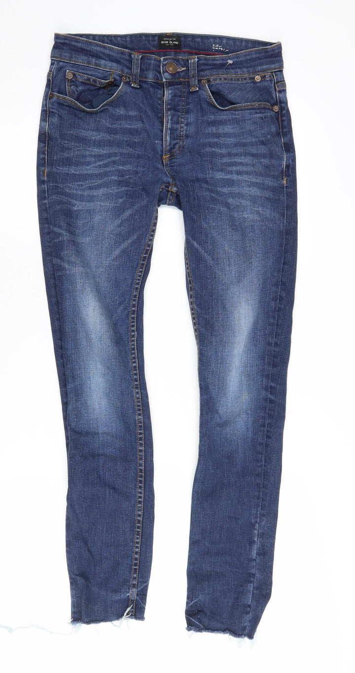River Island Men's Blue Skinny Jeans, Size 28, Medium Wash