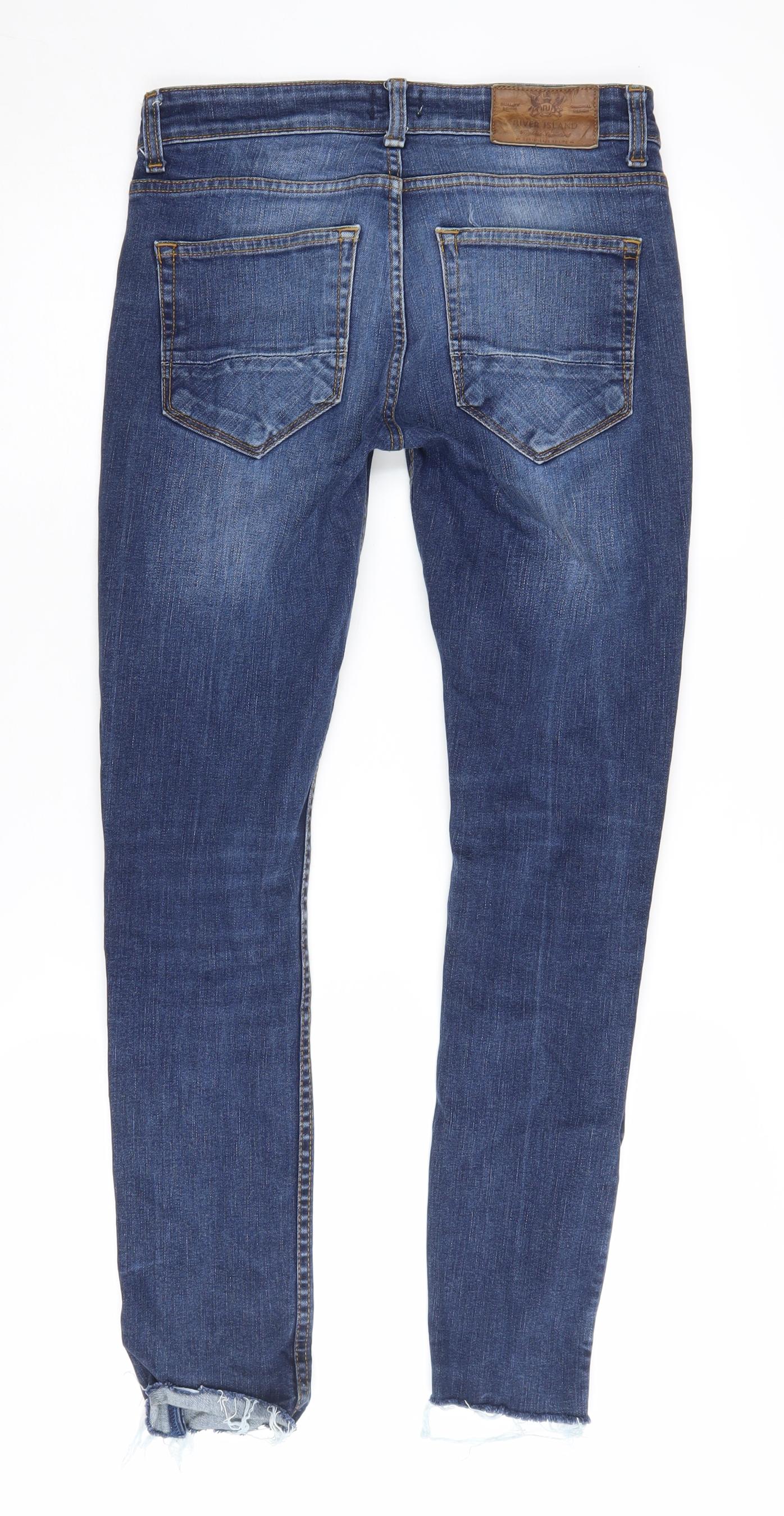 River Island Men's Blue Skinny Jeans, Size 28, Medium Wash