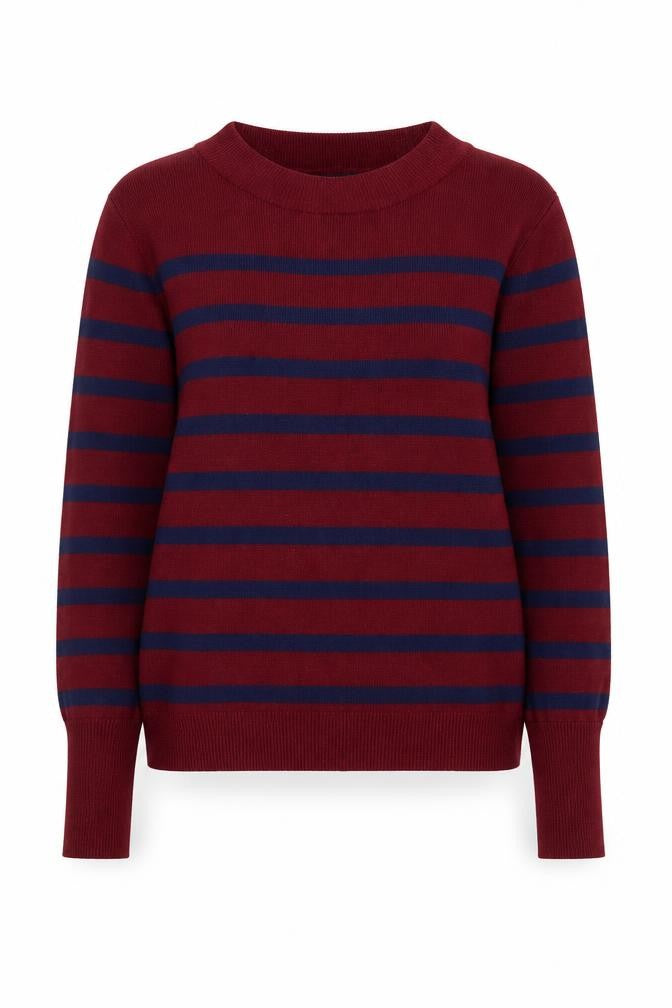 Front view of New Look Women's Red Striped Pullover, size 6