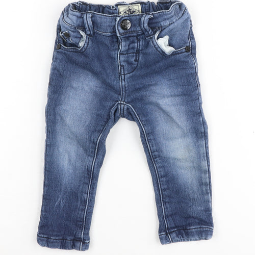 Next Unisex Blue Denim Jogger Jeans, 9-12 Months, Casual Style