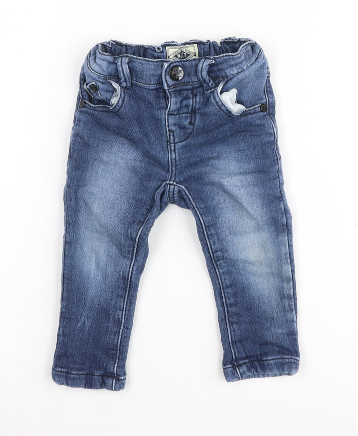 Next Unisex Blue Denim Jogger Jeans, 9-12 Months, Casual Style