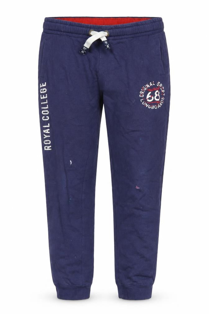 Front view of TBOE boys’' blue jogger trousers xl size