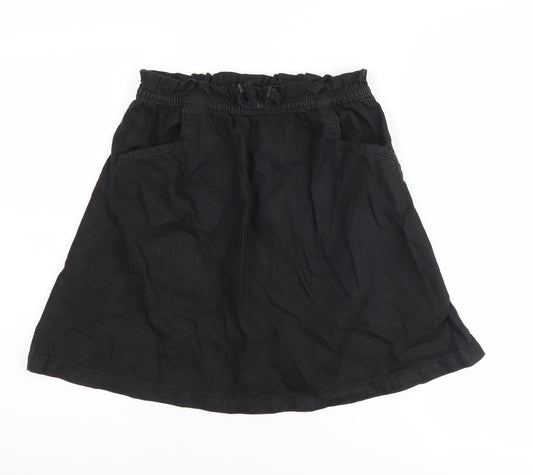 Next Girls Black A-Line Skirt 12 Years Cotton