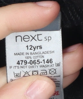 Next Girls Black A-Line Skirt 12 Years Cotton