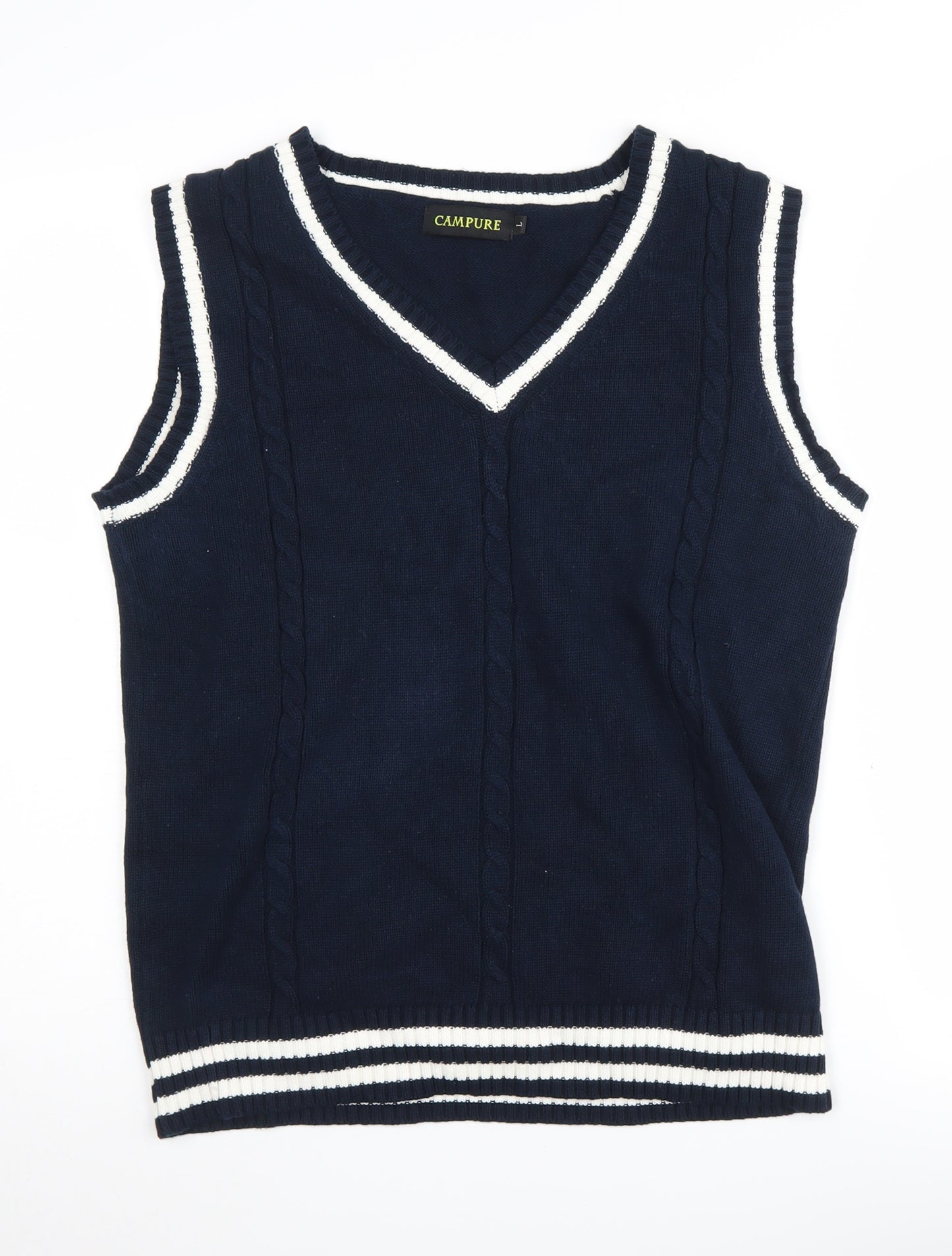 Campure Men's Blue Cable-Knit Vest Large