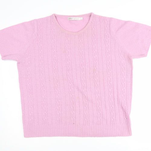 EWM Pure Classics Pink Women's Cable-Knit Pullover, L