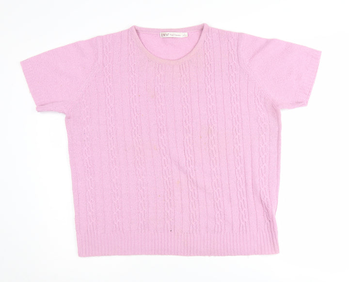 EWM Pure Classics Pink Women's Cable-Knit Pullover, L