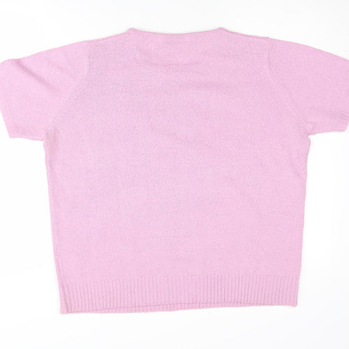 EWM Pure Classics Pink Women's Cable-Knit Pullover, L