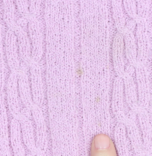 EWM Pure Classics Pink Women's Cable-Knit Pullover, L